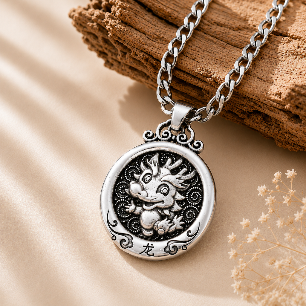 Personalized Chinese Zodiac Silver Necklace ✨-Dragon