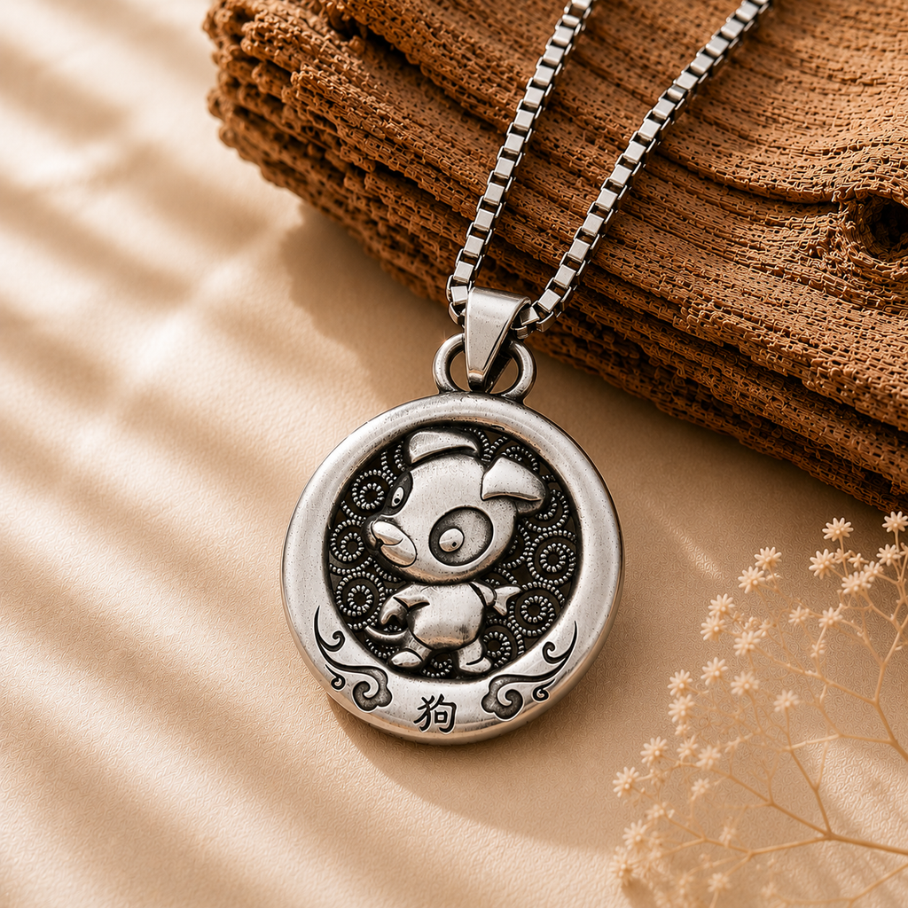 Personalized Chinese Zodiac Silver Necklace     ✨-DOG