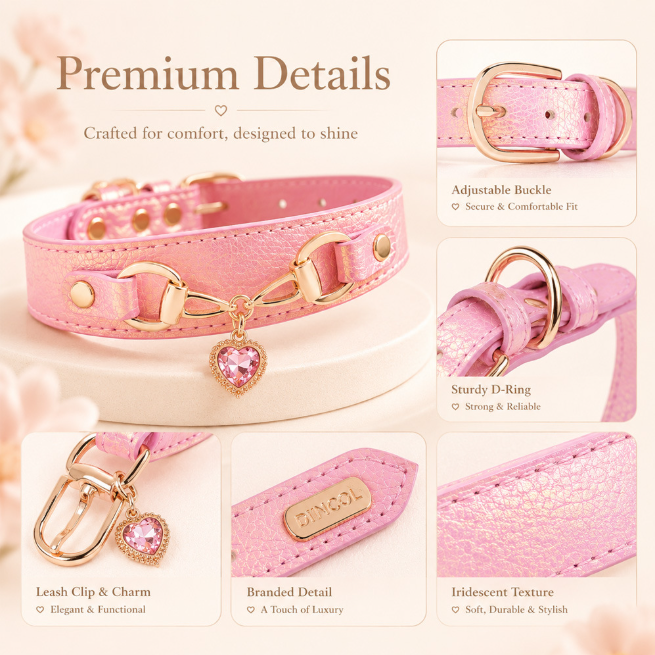 Luxury Heart Rhinestone Pet Collar