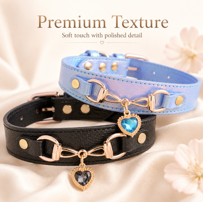 Luxury Heart Rhinestone Pet Collar